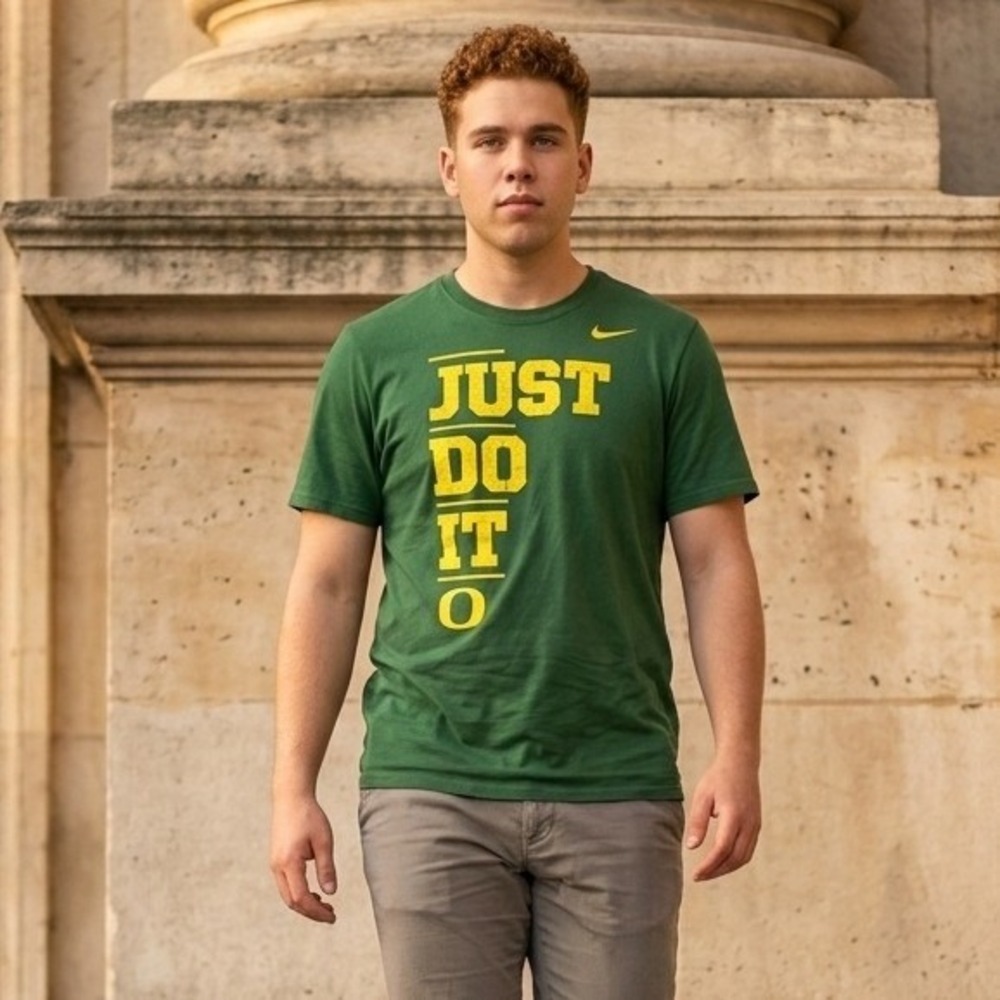 Nike Just Do It Oregon Ducks Graphic Tee Green Yellow Dri-Fit College Gameday L